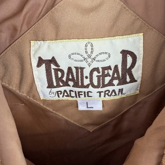 Vintage Trail Gear Pacific Trail Puffer Jacket Large Brown Western Yoke Corduroy